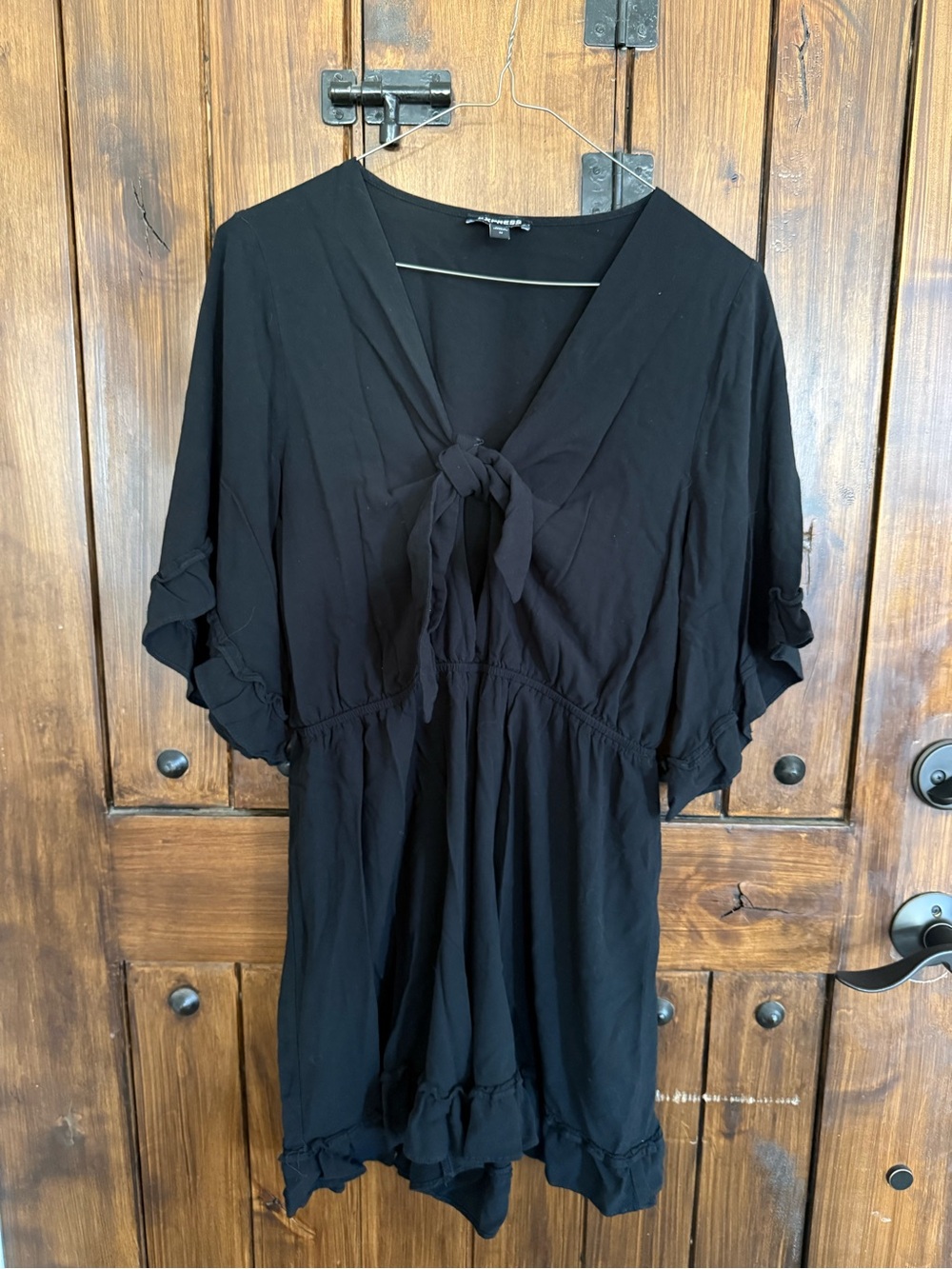 Express Black V-Neck Tie-Front Romper